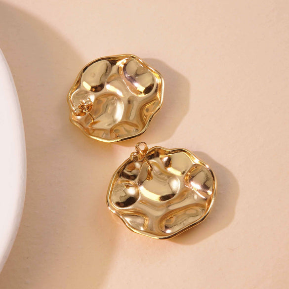 Cold Style Wave Pleated Electroplated Stainless Steel Earrings For Women