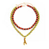 Color Blocked Beaded Necklace With Retro Giraffe Alloy Pendant Geometric Layered Handmade Jewelry For Women