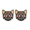 55625 Europe And America Creative Black Cat Colorful Cat Funny Earrings Halloween Ghost Festival Ear Studs Oil-plated Diamond Earrings