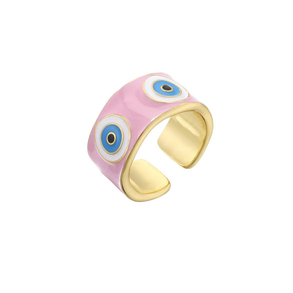 Hecheng Ornament Colorful Oil Necklace Eye Ring Devil'S Eye Opening Ring Adjustable Ornament