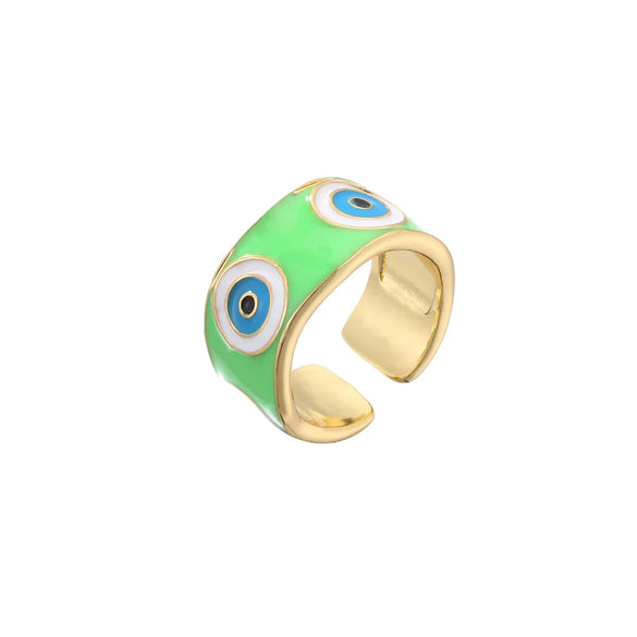 Hecheng Ornament Colorful Oil Necklace Eye Ring Devil'S Eye Opening Ring Adjustable Ornament