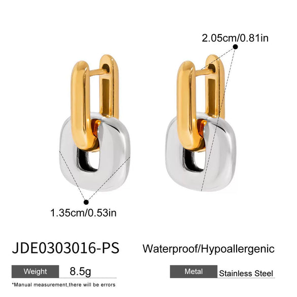 Color Matching Earrings Stainless Steel Geometric Electroplated Jewelry For Women
