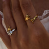 Color Matching Open Ring For Women Titanium Steel Non Fading Jewelry With Star And Moon Design Geometric Pattern Electroplated