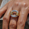 Color Matching Ring Titanium Steel Non Fading Women's Jewelry With Geometric Shape And Electroplating Process