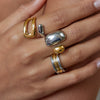 Color Matching Ring Titanium Steel Non Fading Women's Jewelry With Geometric Shape And Electroplating Process