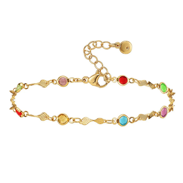 Color Zircon Adjustable Gold-Plated Anklet Wholesale Gooddiy