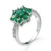 Color Zircon Ring Women's Fashion Simple Plant Flowers Style Copper Electroplated