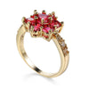Color Zircon Ring Women's Fashion Simple Plant Flowers Style Copper Electroplated