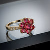 Color Zircon Ring Women's Fashion Simple Plant Flowers Style Copper Electroplated