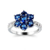 Color Zircon Ring Women's Fashion Simple Plant Flowers Style Copper Electroplated