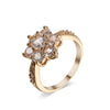 Color Zircon Ring Women's Fashion Simple Plant Flowers Style Copper Electroplated