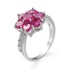 Color Zircon Ring Women's Fashion Simple Plant Flowers Style Copper Electroplated