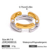 Colorblocked Stainless Steel Ring With Geometric Style And Electroplating For Women