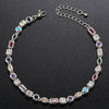 Colored Diamond Copper Zircon Chain Sweet Style Irregular Geometric Bracelet Necklace For Women With Electroplating