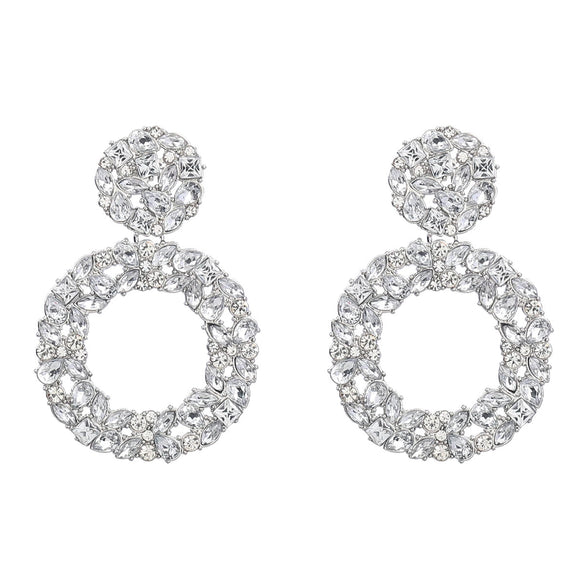 Colored Diamond Earrings Alloy Geometric Style Trendy Women's Multi Layer Exaggerated