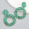 Colored Diamond Earrings Alloy Geometric Style Trendy Women's Multi Layer Exaggerated