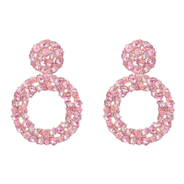 Colored Diamond Earrings Alloy Geometric Style Trendy Women's Multi Layer Exaggerated