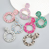 Colored Diamond Earrings Alloy Geometric Style Trendy Women's Multi Layer Exaggerated