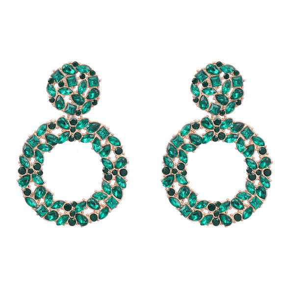 Colored Diamond Earrings Alloy Geometric Style Trendy Women's Multi Layer Exaggerated