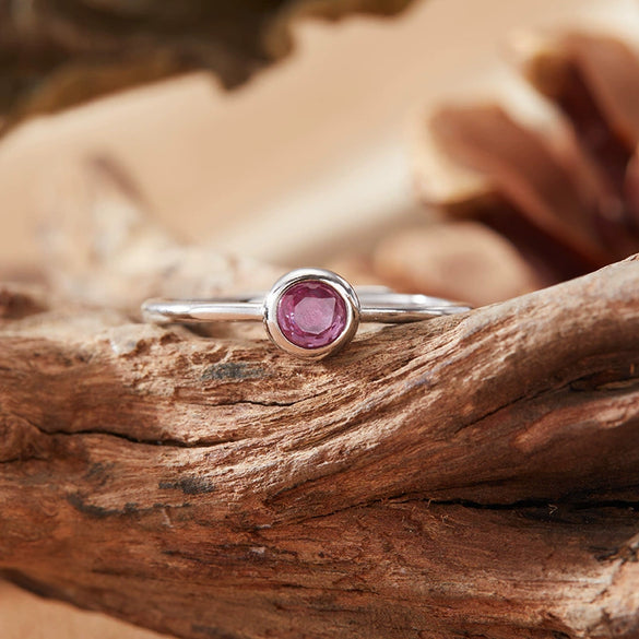 Colored Gemstone Ring Women's S925 Sterling Silver Geometric Princess Style Set With Gemstones