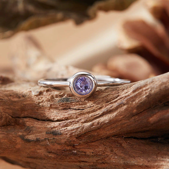 Colored Gemstone Ring Women's S925 Sterling Silver Geometric Princess Style Set With Gemstones