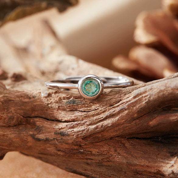 Colored Gemstone Ring Women's S925 Sterling Silver Geometric Princess Style Set With Gemstones