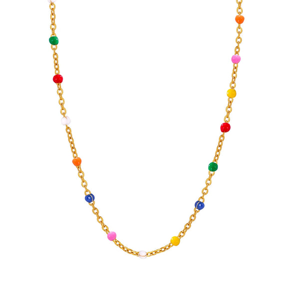 Colored Glaze Craft Titanium Steel Necklace Bracelet Suit Electroplated O Chain Fashion Geometric Unisex