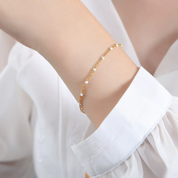 Colored Glaze Craft Titanium Steel Necklace Bracelet Suit Electroplated O Chain Fashion Geometric Unisex