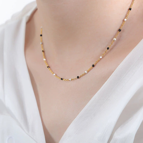 Colored Glaze Craft Titanium Steel Necklace Bracelet Suit Electroplated O Chain Fashion Geometric Unisex