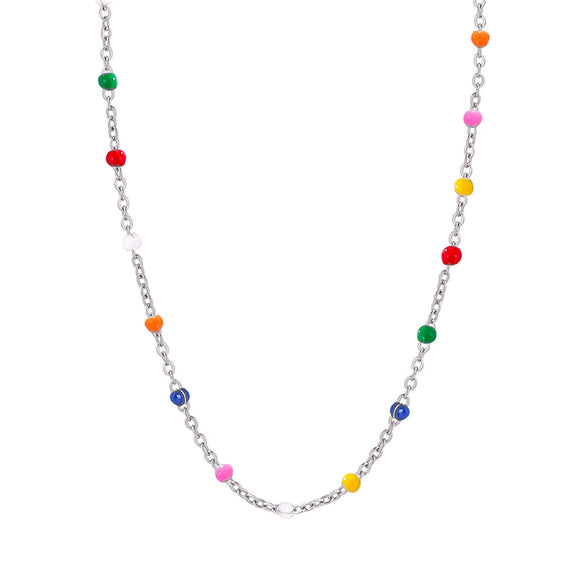 Colored Glaze Craft Titanium Steel Necklace Bracelet Suit Electroplated O Chain Fashion Geometric Unisex