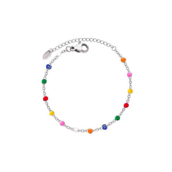 Colored Glaze Craft Titanium Steel Necklace Bracelet Suit Electroplated O Chain Fashion Geometric Unisex