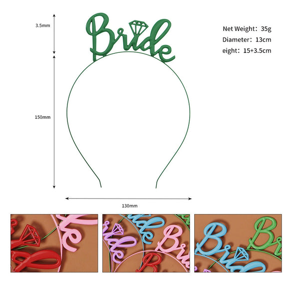 Colorful Bride Letter Alloy Headband Electroplated Letter Hair Band For Children Photography And Wedding