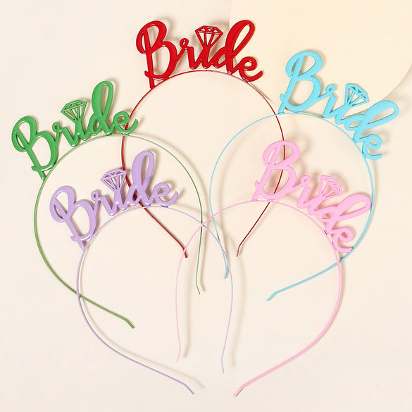 Colorful Bride Letter Alloy Headband Electroplated Letter Hair Band For Children Photography And Wedding