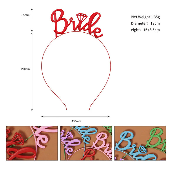 Colorful Bride Letter Alloy Headband Electroplated Letter Hair Band For Children Photography And Wedding