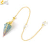 Colorful Crystal And Natural Gravel Resin Hexagonal Cone Pendant With Electroplated Finish High End Fashion Jewelry