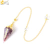 Colorful Crystal And Natural Gravel Resin Hexagonal Cone Pendant With Electroplated Finish High End Fashion Jewelry