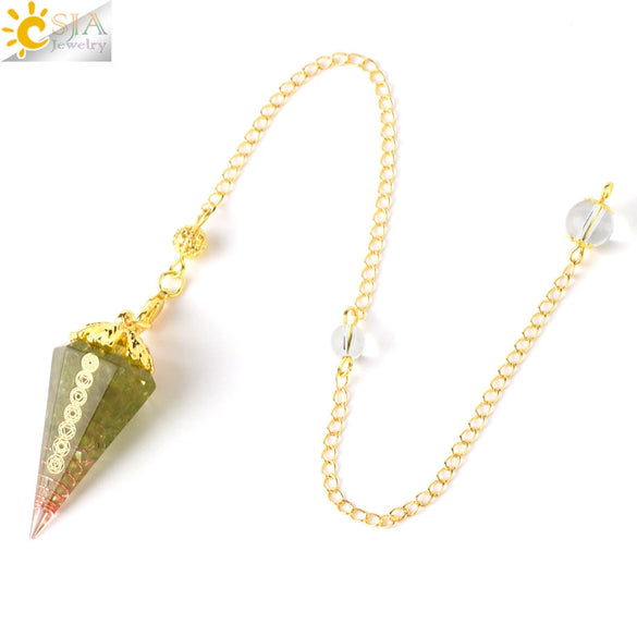 Colorful Crystal And Natural Gravel Resin Hexagonal Cone Pendant With Electroplated Finish High End Fashion Jewelry