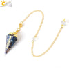 Colorful Crystal And Natural Gravel Resin Hexagonal Cone Pendant With Electroplated Finish High End Fashion Jewelry