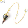 Colorful Crystal And Natural Gravel Resin Hexagonal Cone Pendant With Electroplated Finish High End Fashion Jewelry
