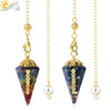 Colorful Crystal And Natural Gravel Resin Hexagonal Cone Pendant With Electroplated Finish High End Fashion Jewelry