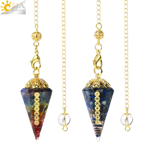 Colorful Crystal And Natural Gravel Resin Hexagonal Cone Pendant With Electroplated Finish High End Fashion Jewelry
