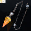 Colorful Crystal Pendulum Pendant With Natural Gravel Resin And Antique Finish Hexagon Cone Shape Electroplated Fashion Jewelry