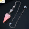 Colorful Crystal Pendulum Pendant With Natural Gravel Resin And Antique Finish Hexagon Cone Shape Electroplated Fashion Jewelry