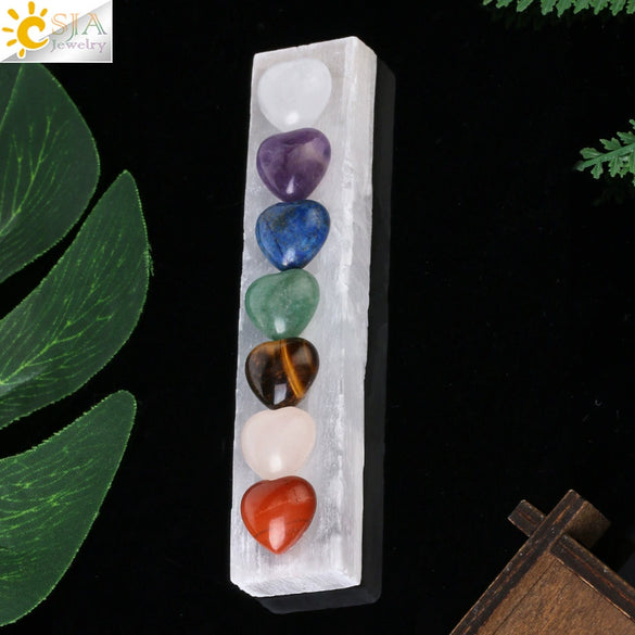 Colorful Crystal Semi Precious Stone Love Heart Decoration With Handmade Plaster Base Rectangular Shape