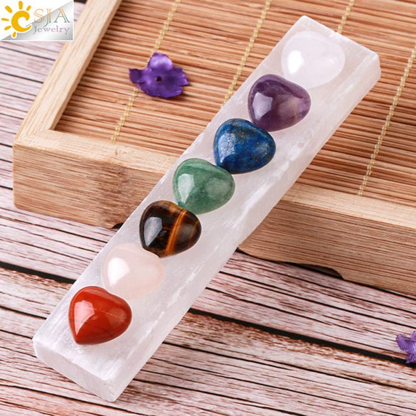 Colorful Crystal Semi Precious Stone Love Heart Decoration With Handmade Plaster Base Rectangular Shape