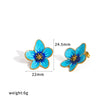 Colorful Drip Oil Flower Earring Necklace Jewelry Set In 18K Gold Stainless Steel With Little Fresh Floral Style