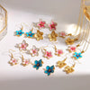 Colorful Drip Oil Flower Earring Necklace Jewelry Set In 18K Gold Stainless Steel With Little Fresh Floral Style