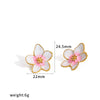 Colorful Drip Oil Flower Earring Necklace Jewelry Set In 18K Gold Stainless Steel With Little Fresh Floral Style