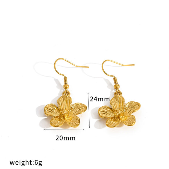 Colorful Drip Oil Flower Earring Necklace Jewelry Set In 18K Gold Stainless Steel With Little Fresh Floral Style