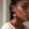 Colorful Drip Oil Flower Earring Necklace Jewelry Set In 18K Gold Stainless Steel With Little Fresh Floral Style